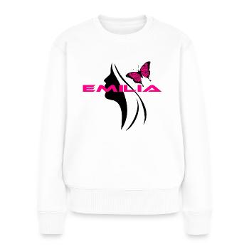 Emilia - Frauen Premium Bio Pullover - Weiß - Vorne - Julia (174cm)