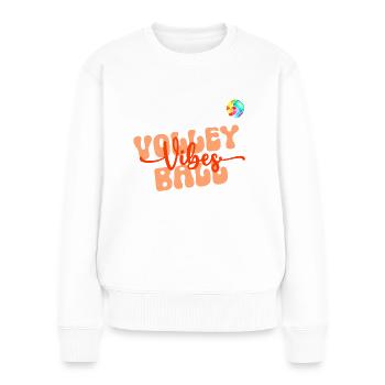 Ambiance volleyball bonne humeur motif - Pull Premium bio Femme - blanc - Devant - Julia (174cm)