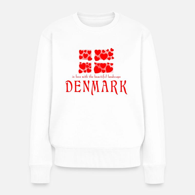 Dänemark Danmark - Frauen Premium Bio Pullover - Weiß