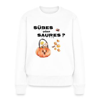 Süßes oder Saures - Frauen Premium Bio Pullover - Weiß - Vorne - Julia (174cm)