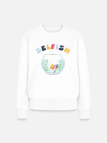 Selfie Selfish Lustige Bilder Humor - Frauen Premium Bio Pullover - Weiß