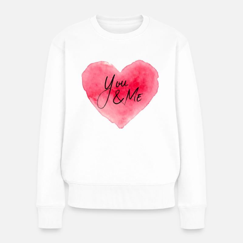 You & Me Herz - Frauen Premium Bio Pullover - Weiß