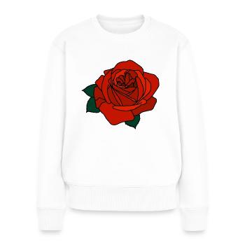 Rote Rose - Frauen Premium Bio Pullover - Weiß - Vorne - Julia (174cm)