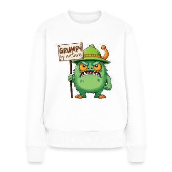 Drôle monstre de mauvaise humeur - Pull Premium bio Femme - blanc - Devant - Julia (174cm)