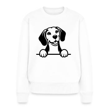 Beagle - Pull Premium bio Femme - blanc - Devant - Julia (174cm)