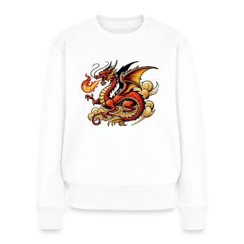 china drache - Frauen Premium Bio Pullover - Weiß - Vorne - Julia (174cm)