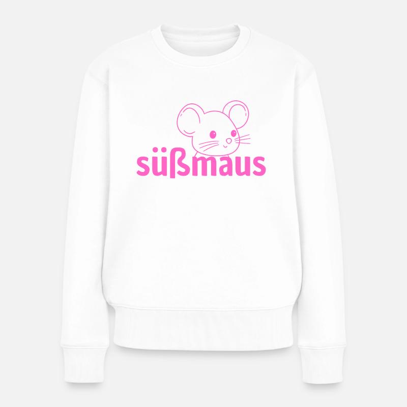 Süßmaus T Shirt mit süßer Maus - Frauen Premium Bio Pullover - Weiß