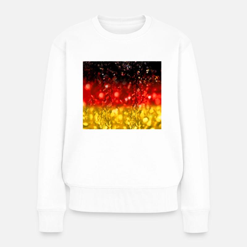 03 Deutschlandflagge Deutschlandfahne Glitzer - Frauen Premium Bio Pullover - Weiß