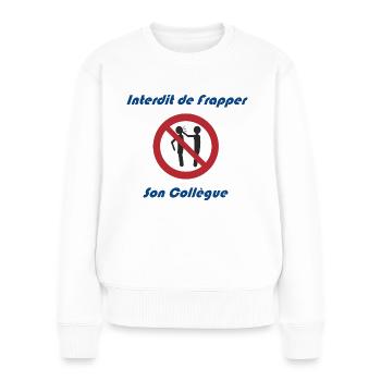 Logo Interdit Collègue - Pull Premium bio Femme - blanc - Devant - Julia (174cm)