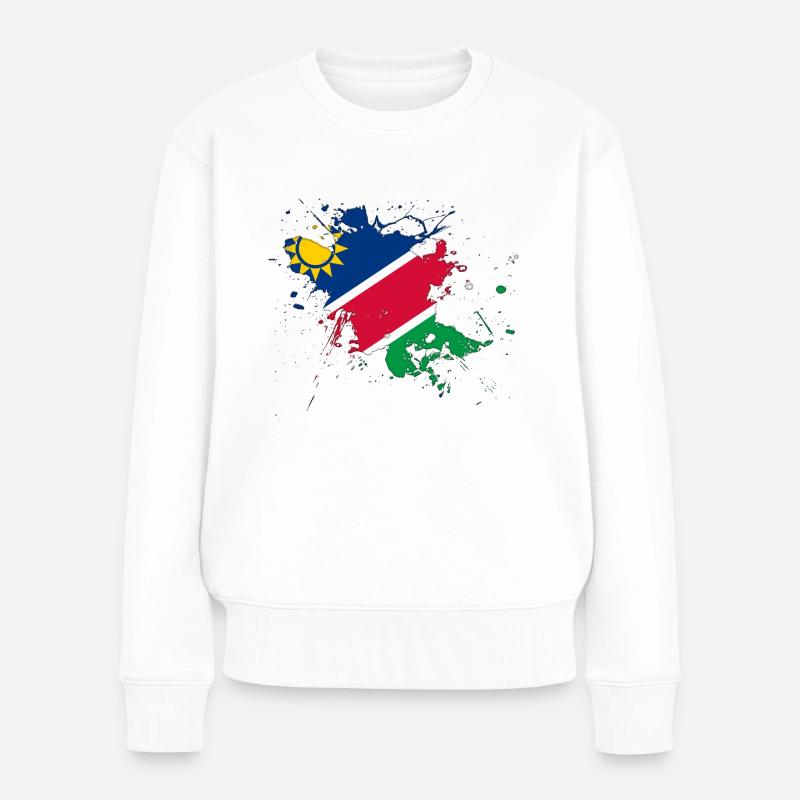 Namibia Flagge als Farbklecks - Frauen Premium Bio Pullover - Weiß