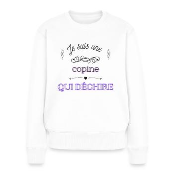 je suis une copine qui déchire - Pull Premium bio Femme - blanc - Devant - Julia (174cm)