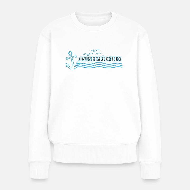 Ostseemädchen blau |Yolo-Artwork - Frauen Premium Bio Pullover - Weiß