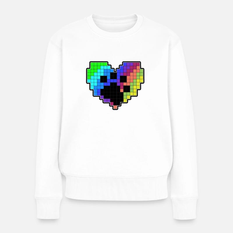 Coeur de pixel avec une patte - Pull Premium bio Femme - blanc
