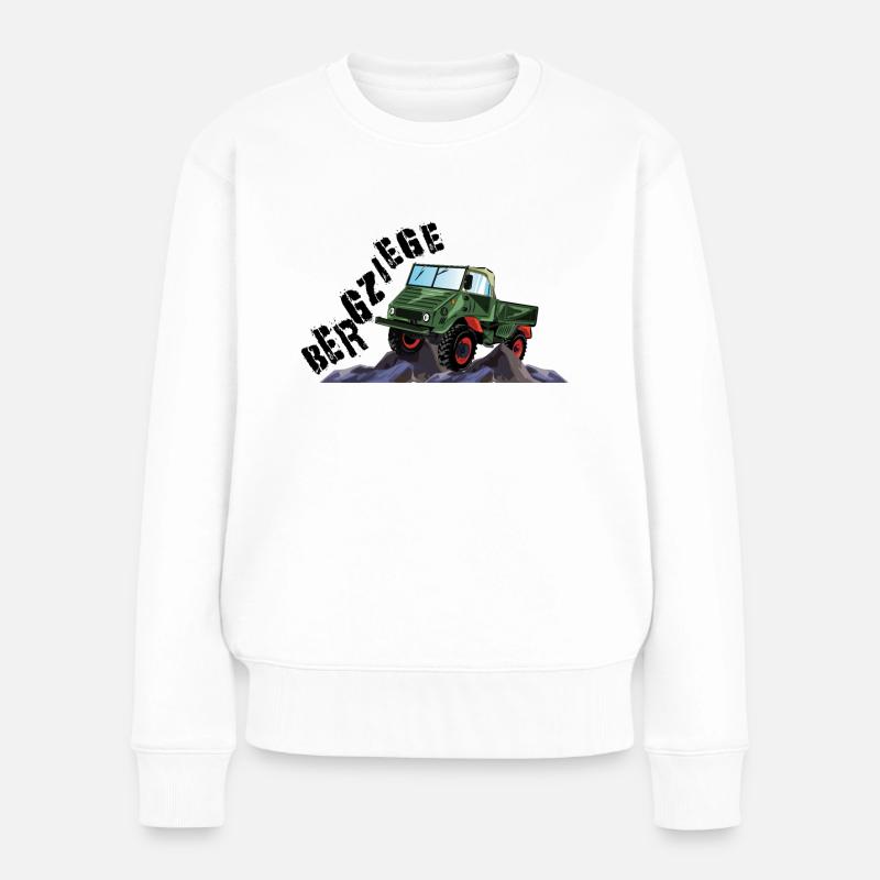 Bergziege - Unimog - Offroad - Oldtimer - Frauen Premium Bio Pullover - Weiß