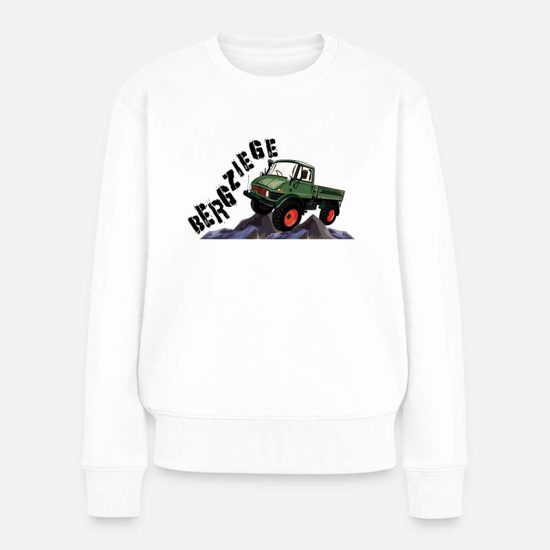 Bergziege - Unimog - Offroad - Oldtimer - Frauen Premium Bio Pullover - Weiß