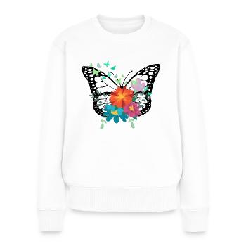 Butterfly / Schmetterling - Frauen Premium Bio Pullover - Weiß - Vorne - Julia (174cm)