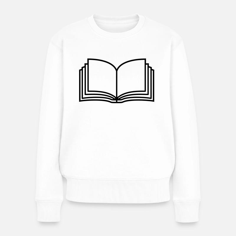 Roman offenes Buch Seiten - Frauen Premium Bio Pullover - Weiß
