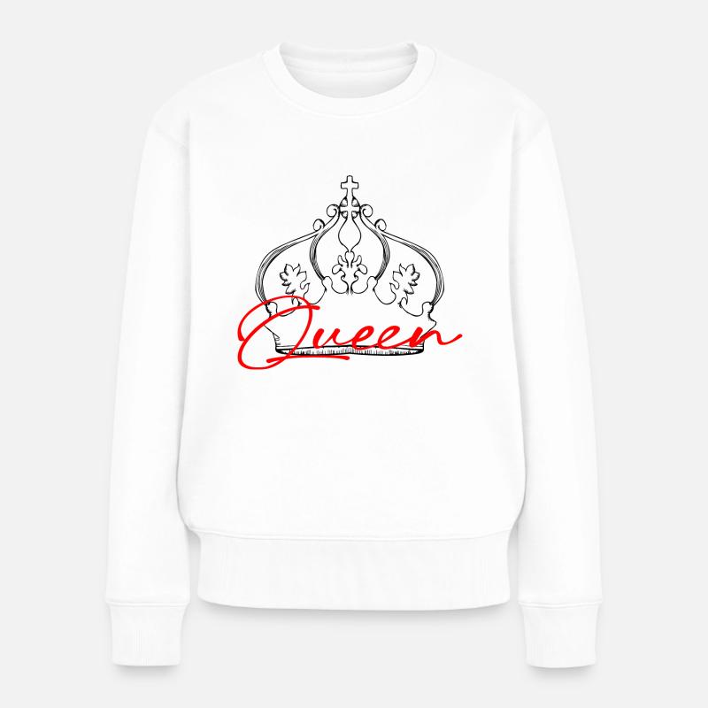 Queen - Frauen Premium Bio Pullover - Weiß
