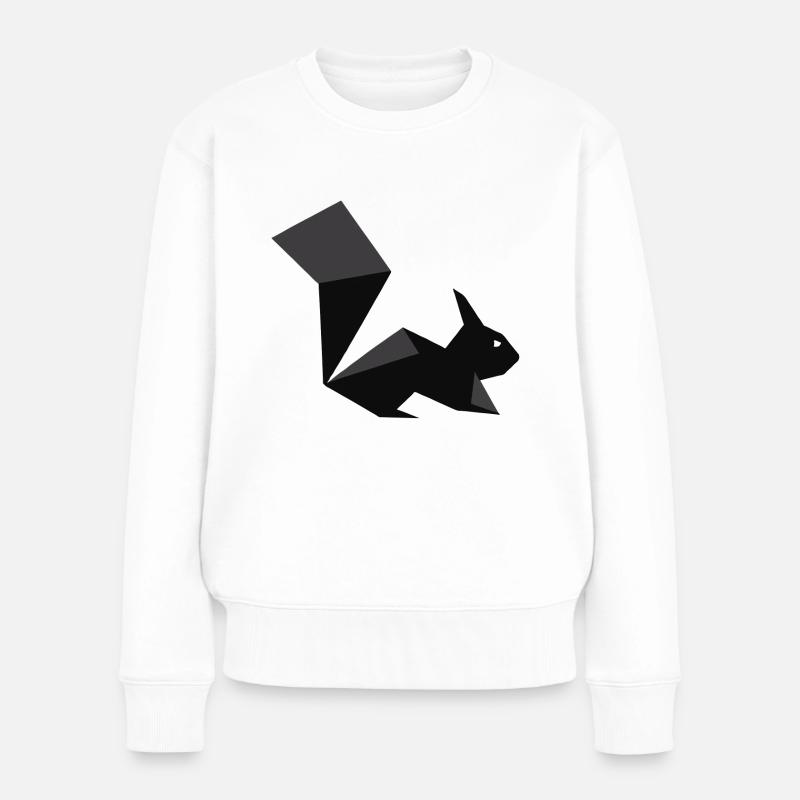 Eichhörnchen Silhouette Origami Geschenkidee - Frauen Premium Bio Pullover - Weiß