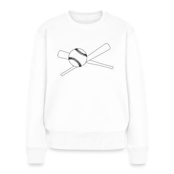 Baseball et 2 battes - Pull Premium bio Femme - blanc - Devant - Julia (174cm)