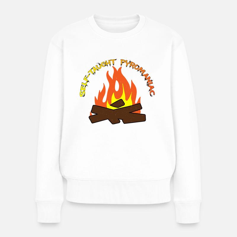 Self-Taught Pyromaniac 8 - Frauen Premium Bio Pullover - Weiß