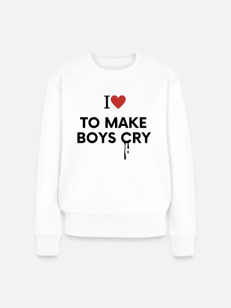 I Love To Make Boys Cry Funny Red Heart Love - Frauen Premium Bio Pullover - Weiß