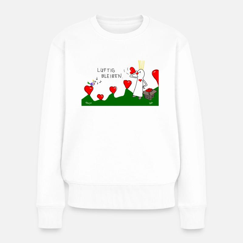 Luftig bleiben. - Frauen Premium Bio Pullover - Weiß