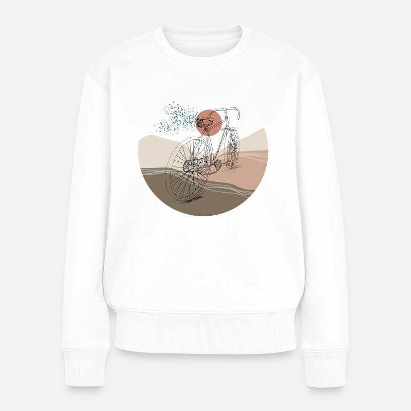 Fahrrad Retro - Frauen Premium Bio Pullover - Weiß