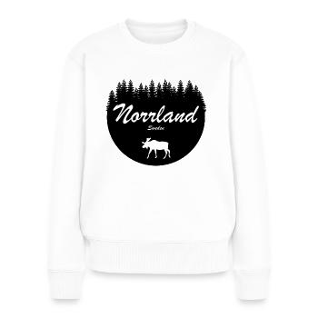 Norrland Suède Région Vacances Orignal Autocollant - Pull Premium bio Femme - blanc - Devant - Julia (174cm)