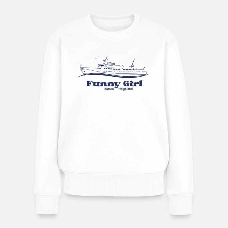 Mit der MS Funny Girl nach Helgoland - Frauen Premium Bio Pullover - Weiß