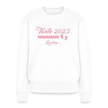 Tante 2025 loading Schwangerschaft ankündigen - Frauen Premium Bio Pullover - Weiß - Vorne - Julia (174cm)