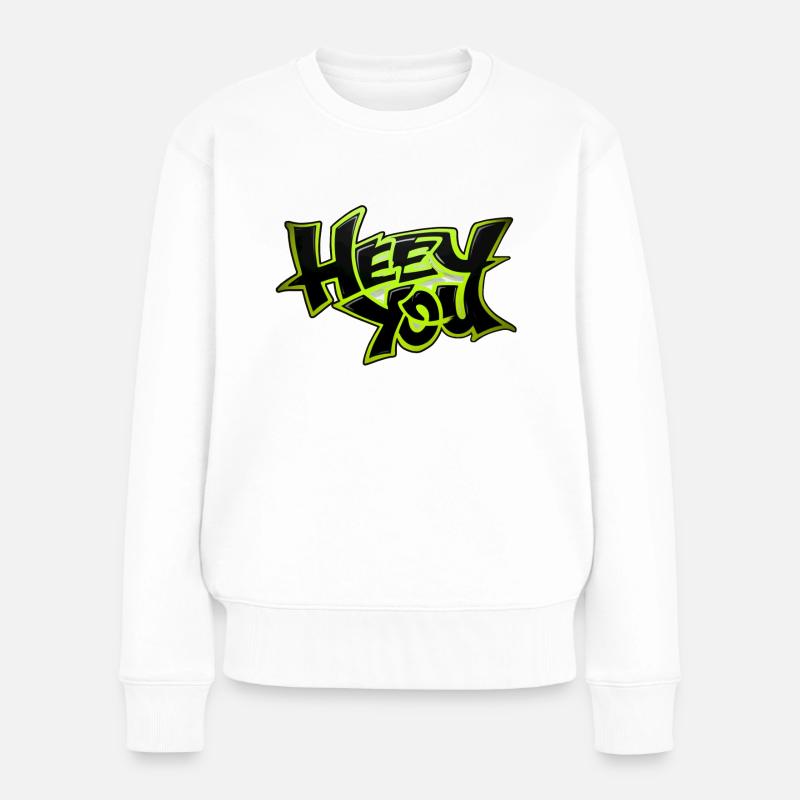 heey du - Begrüsung - Frauen Premium Bio Pullover - Weiß