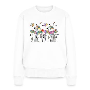 Blumen - Frauen Premium Bio Pullover - Weiß - Vorne - Julia (174cm)