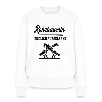 Rohrbauerin Ausbildung Bestanden Azubi Straßenbau - Frauen Premium Bio Pullover - Weiß - Vorne - Julia (174cm)