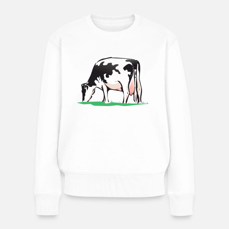 cow kuh - Frauen Premium Bio Pullover - Weiß