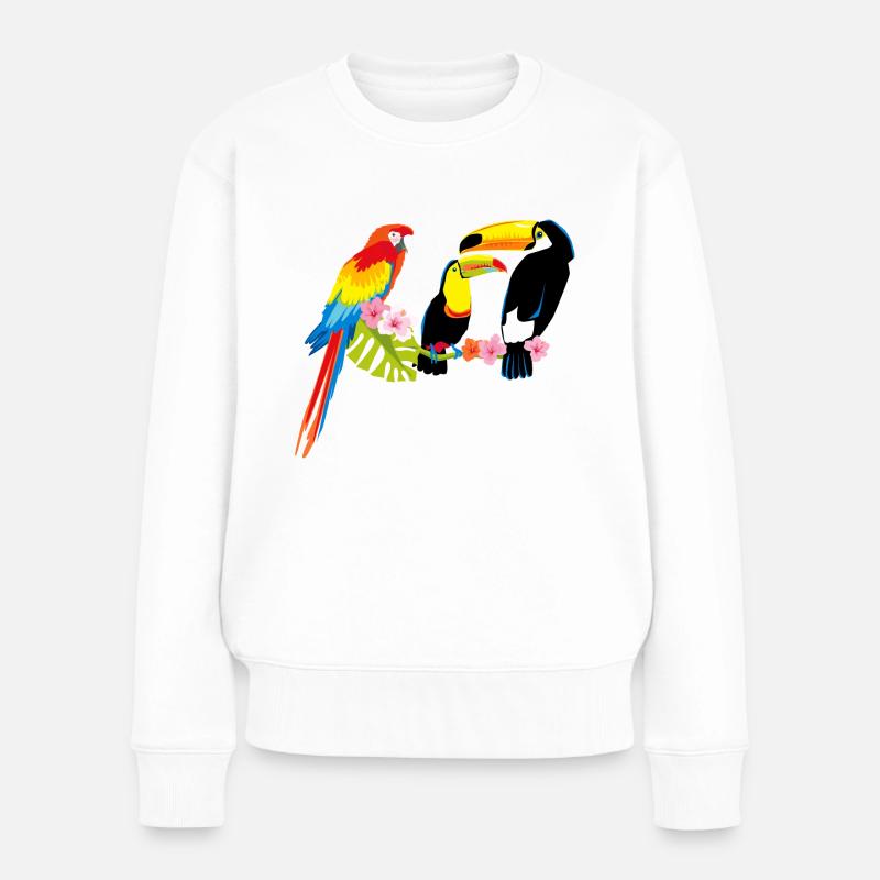 Aloha Ara Tukan Urlaub bunt - Frauen Premium Bio Pullover - Weiß