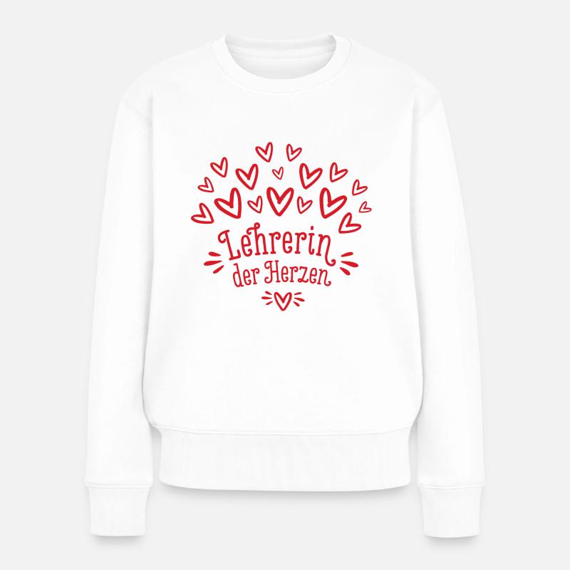 Lehrerin der Herzen Geschenk Klassenlehrerin - Frauen Premium Bio Pullover - Weiß