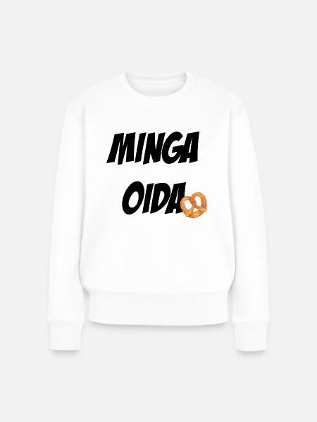 Minga oida - München - Brezel - Frauen Premium Bio Pullover - Weiß
