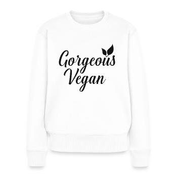 Magnifique végétalien - Pull Premium bio Femme - blanc - Devant - Julia (174cm)