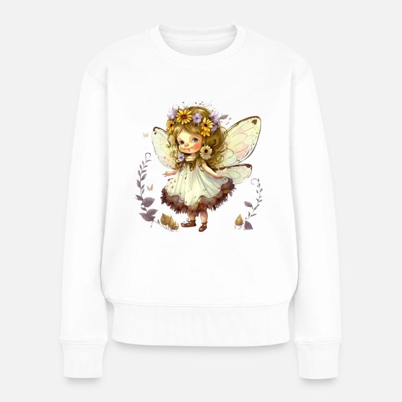 Niedliche Elfe - Frauen Premium Bio Pullover - Weiß