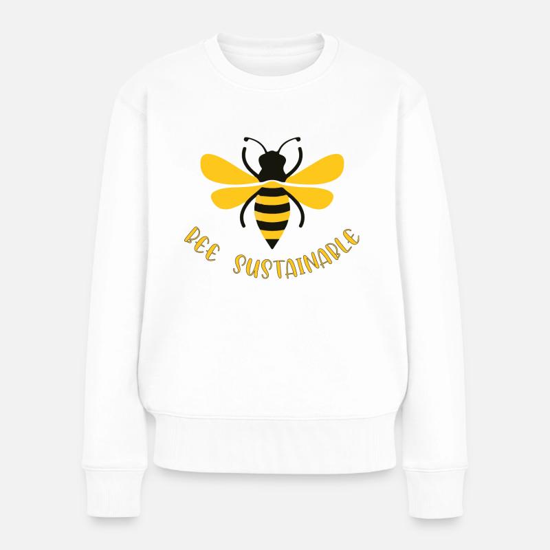 Bee sustainable - Frauen Premium Bio Pullover - Weiß