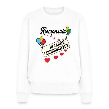 Klempnerin Jubiläum 10 Jahre Klempnerei Sanitär - Frauen Premium Bio Pullover - Weiß - Vorne - Julia (174cm)