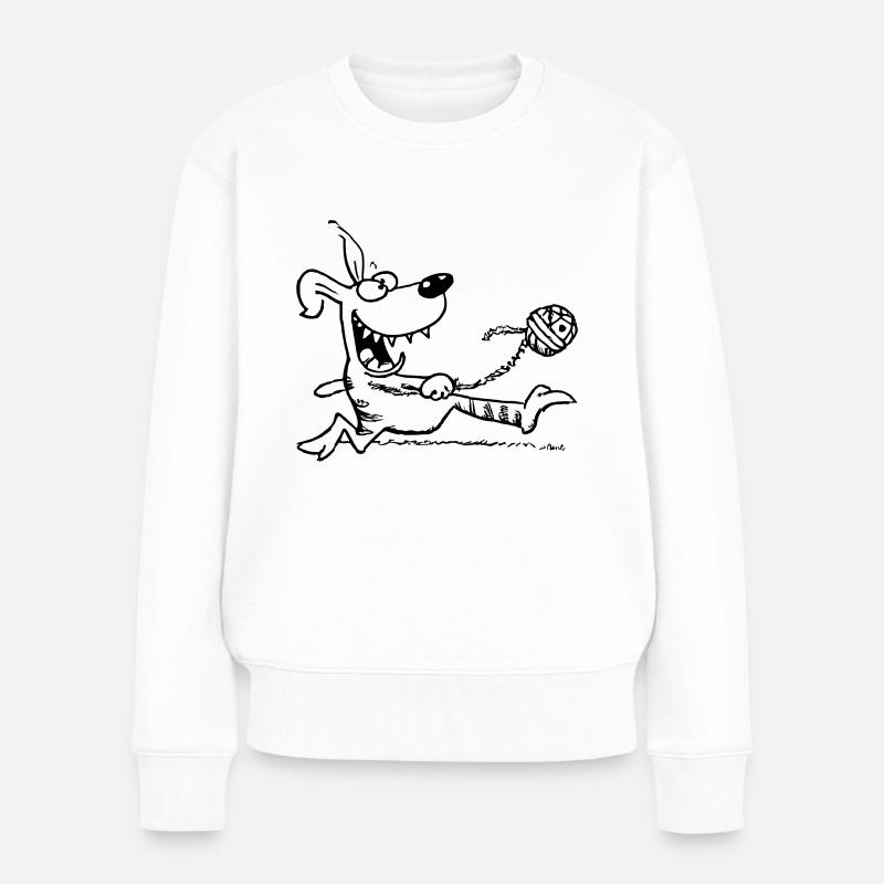 hund liebt ball - Frauen Premium Bio Pullover - Weiß