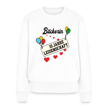 Bäckerin Jubiläum 10 Jahre 10. jähriges Jubi - Frauen Premium Bio Pullover - Weiß - Vorne - Julia (174cm)