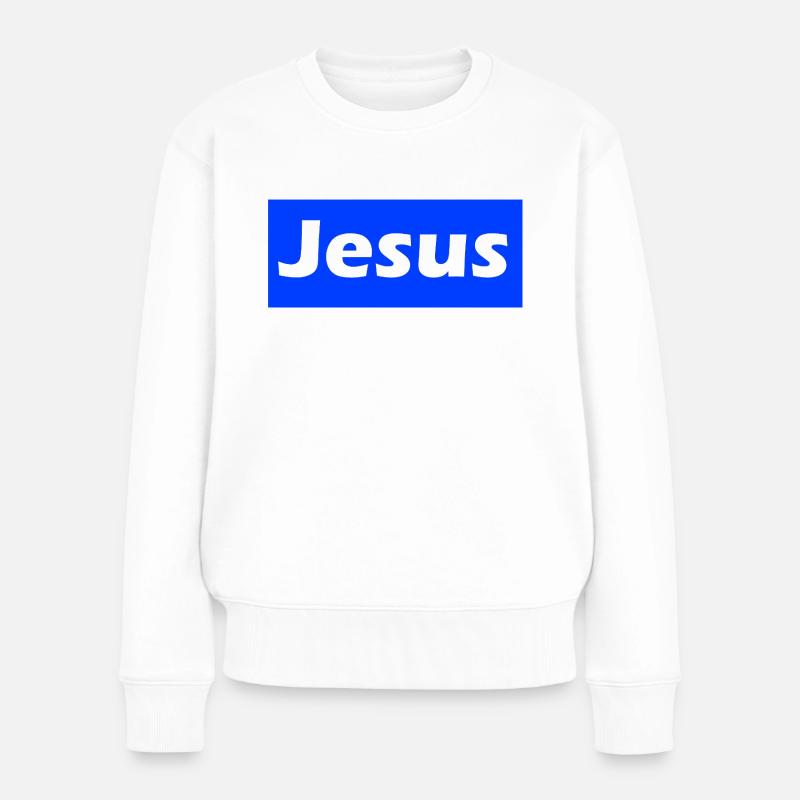 Jesus - Frauen Premium Bio Pullover - Weiß