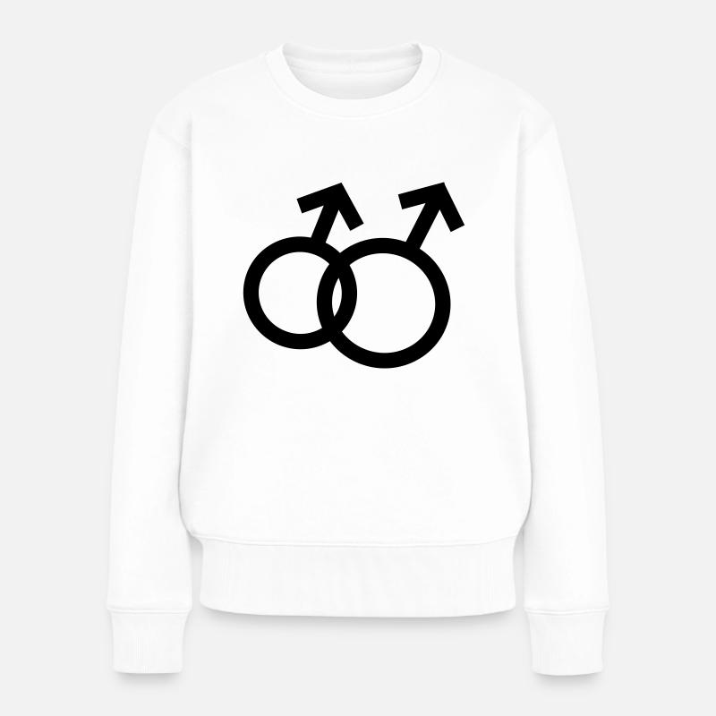 Schwul - Frauen Premium Bio Pullover - Weiß