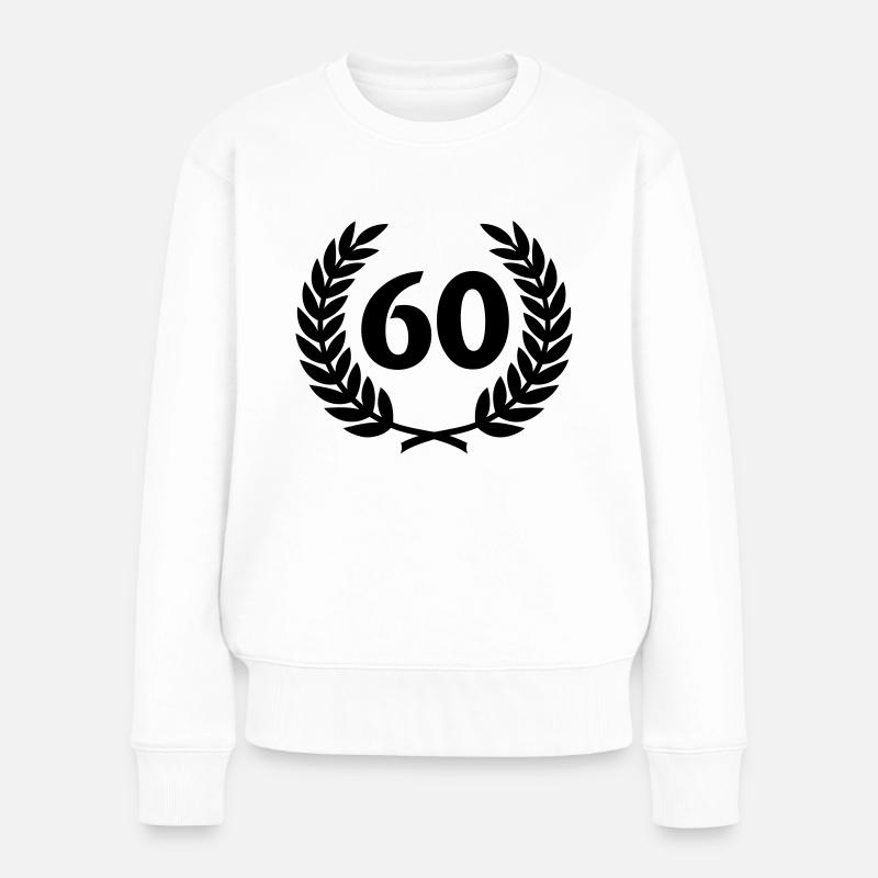 Lorbeerkranz & Zahl (60) - Frauen Premium Bio Pullover - Weiß