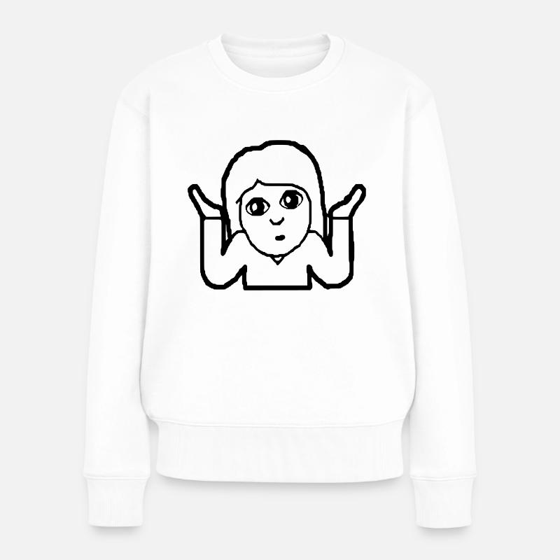 Emoji Frau Geschenk, Geschenkidee - Frauen Premium Bio Pullover - Weiß