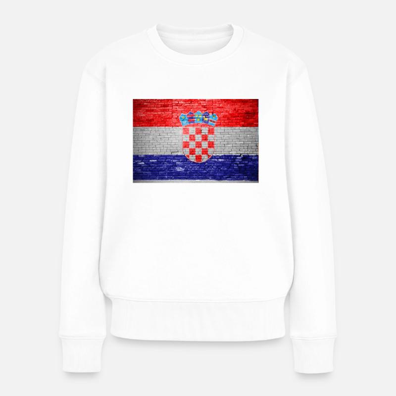 Kroatien Ziegelsteinmauer Flagge Graffiti Poster - Frauen Premium Bio Pullover - Weiß