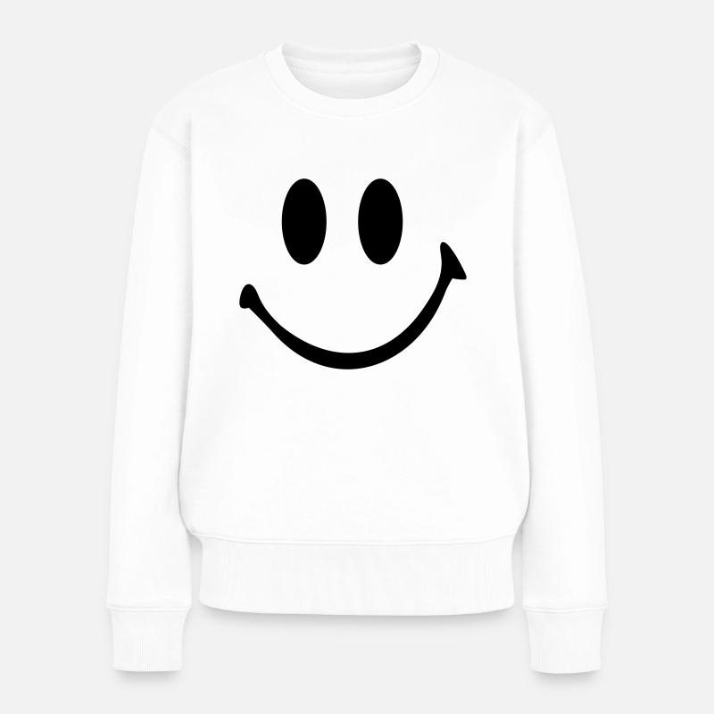 Smiley - Frauen Premium Bio Pullover - Weiß